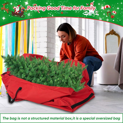 UponPak Christmas Tree Storage Bag | Fits Up to 7.5 ft. Tall Disassembled Tree | Prime Xmas Tree Storage Container | Red