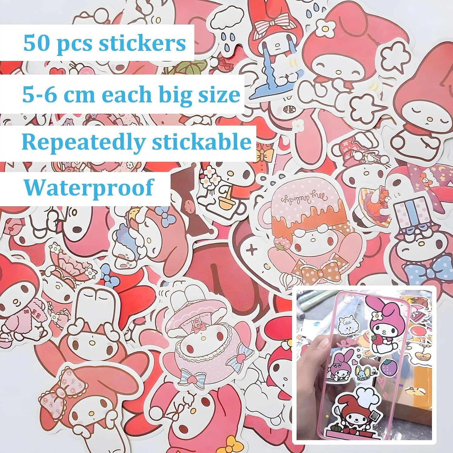 Melody School Supplies Set, Kawaii Cute Stationery Gift Set Including Gel Pens, Notebook,Pen Case,Stickers,Pins Badge,Lanyard,Sticky Note,Bookmark, Perfect Easter Birthday School Season Gifts for Kids