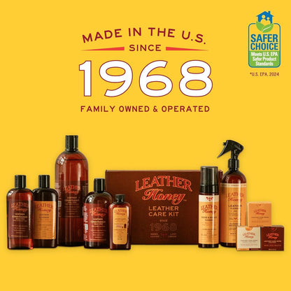 Leather Honey Leather Cleaner - Quality Leather Care, Since 1968 - Leather Cleaner for Auto Interiors, Furniture, Shoes, Bags, Accessories & Apparel - 8oz