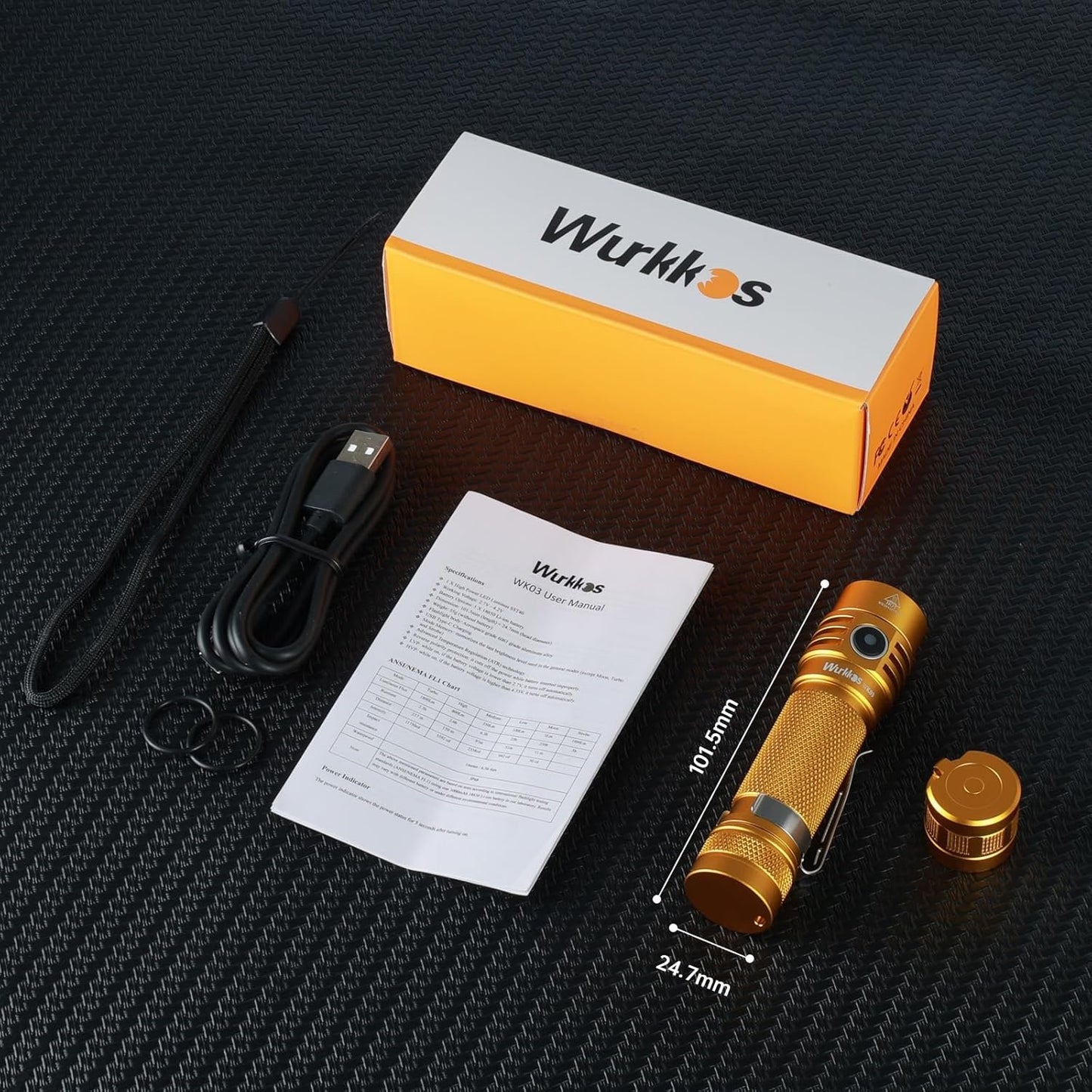 Wurkkos Flashlight WK03-1800 High Lumen Flashlight,LED 90CRI 217M 6000K IP68 Waterproof LED Flashlight with Diffuser,EDC Pocket Flashlights 5 Modes for Camping,Home,Emergencies