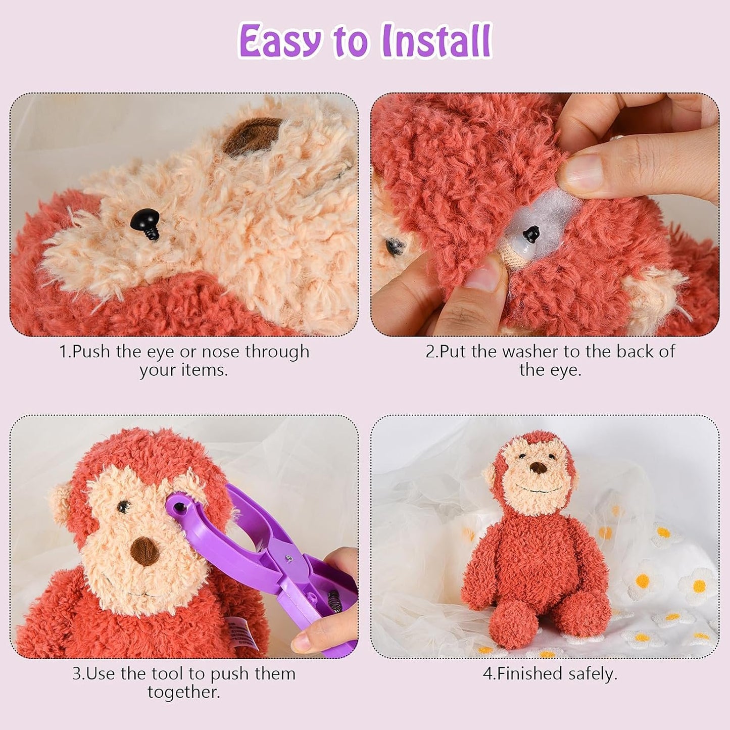 Safety Eye Tool for Crocheting, Safety Eye Auxiliary Tool for Attaching Eyes Safety Eyes Crochet Tools for Amigurumi Safety Eye Snapper Tool for 5-30mm Stuffed Animals Safety Eyes Doll Making Supplies