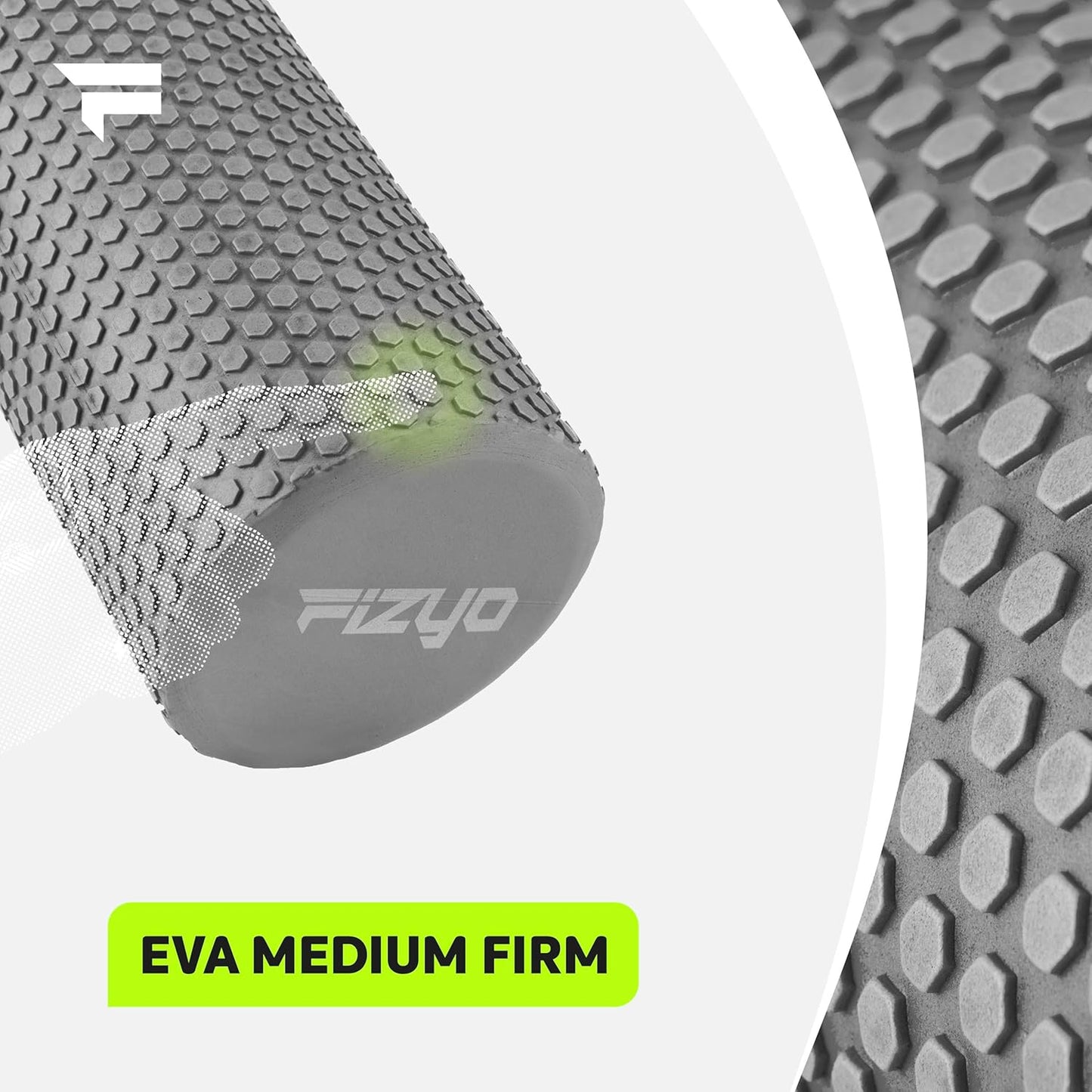 Fizyo Fascia Roller - Pilates Roller for Fascial Massage, Yoga Roller for Spine, EVA Roller for Fitness, Yoga and Rehabilitation, Grey, 45 x 15 cm