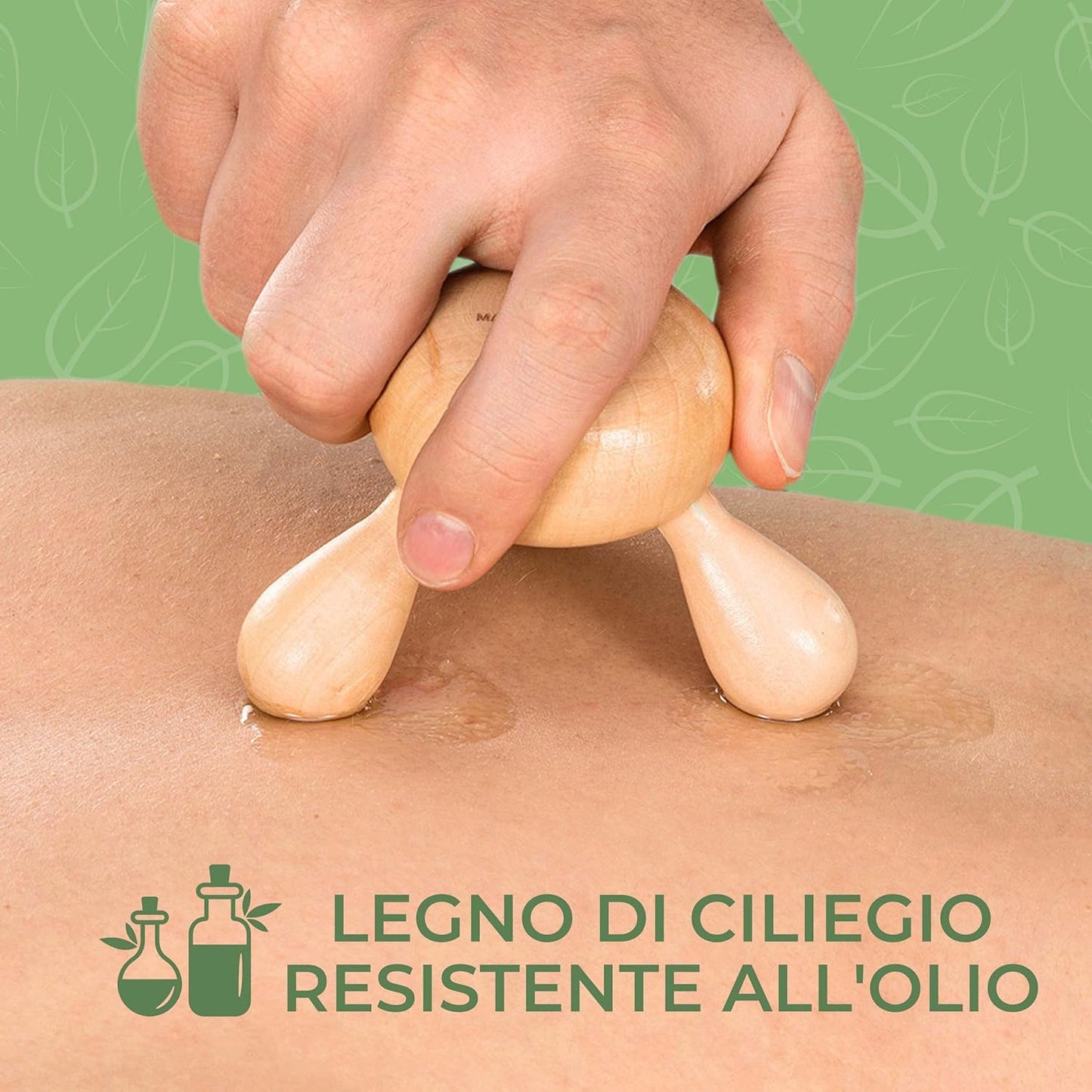 MASSAGE-EXPERT Wooden Hand Massager for Single or Couples Massage for Relaxing Back, Neck, Arms and Legs, Maximum Hygiene with Oil-resistant Surface