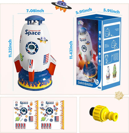 Skirfy Sprinklers for Yard Rocket Outdoor Water Toys for Kids, Rocket Design Powered Lift Off 9-16ft & Spin, Summer Garden Water Play Toys & Birthday Gift for Girls Boys Age 3-12 Year Old