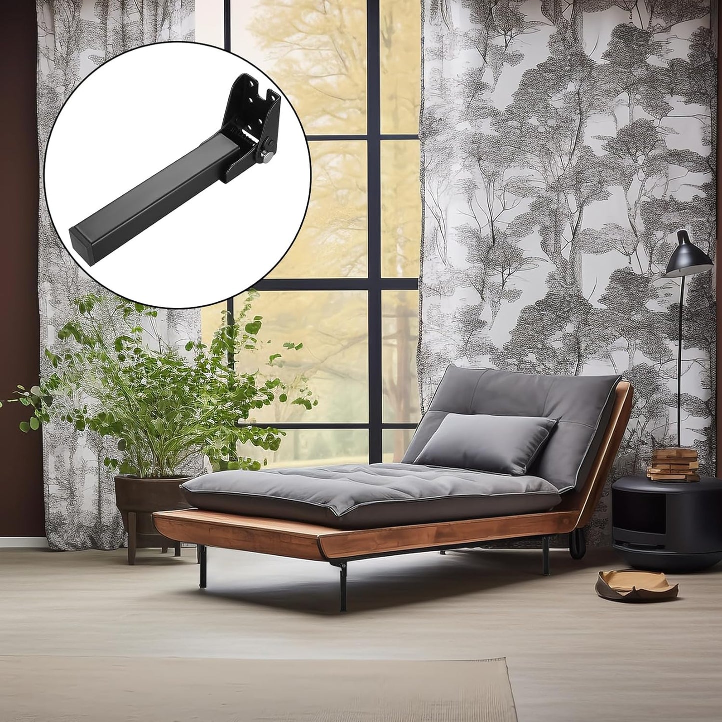 Set of 2 Black Metal Furniture Legs with Hidden Legs for Sofa, Folding Legs for Sofa, Folding Bed Feet for Furniture, Sofa, Table and Wardrobe, Legs 20 cm