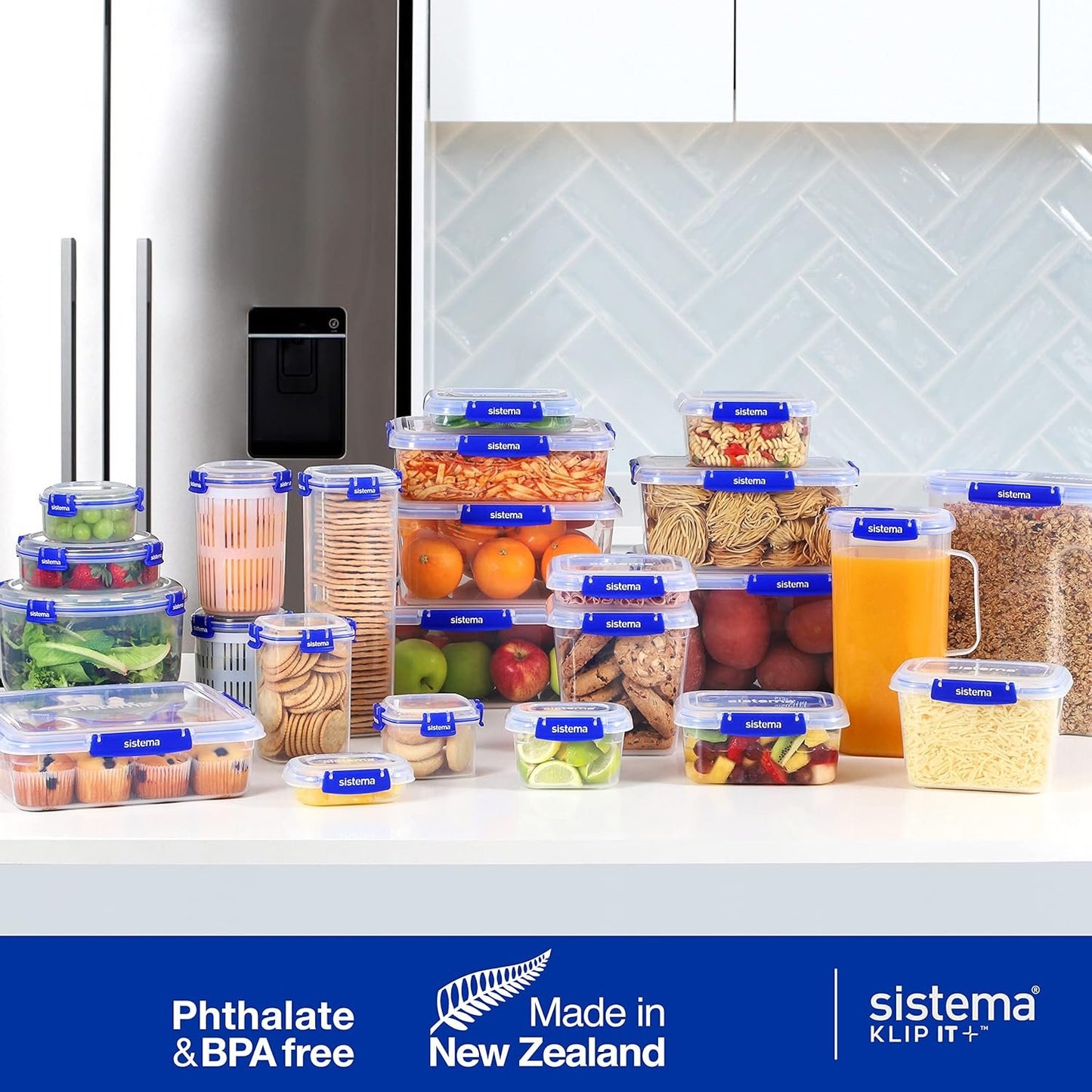 Sistema KLIP IT PLUS Food Storage Containers | 520 ml | 3 Piece Airtight Sandwich Containers Set | Leak-Proof Seal | Easy Locking Clips | BPA-Free