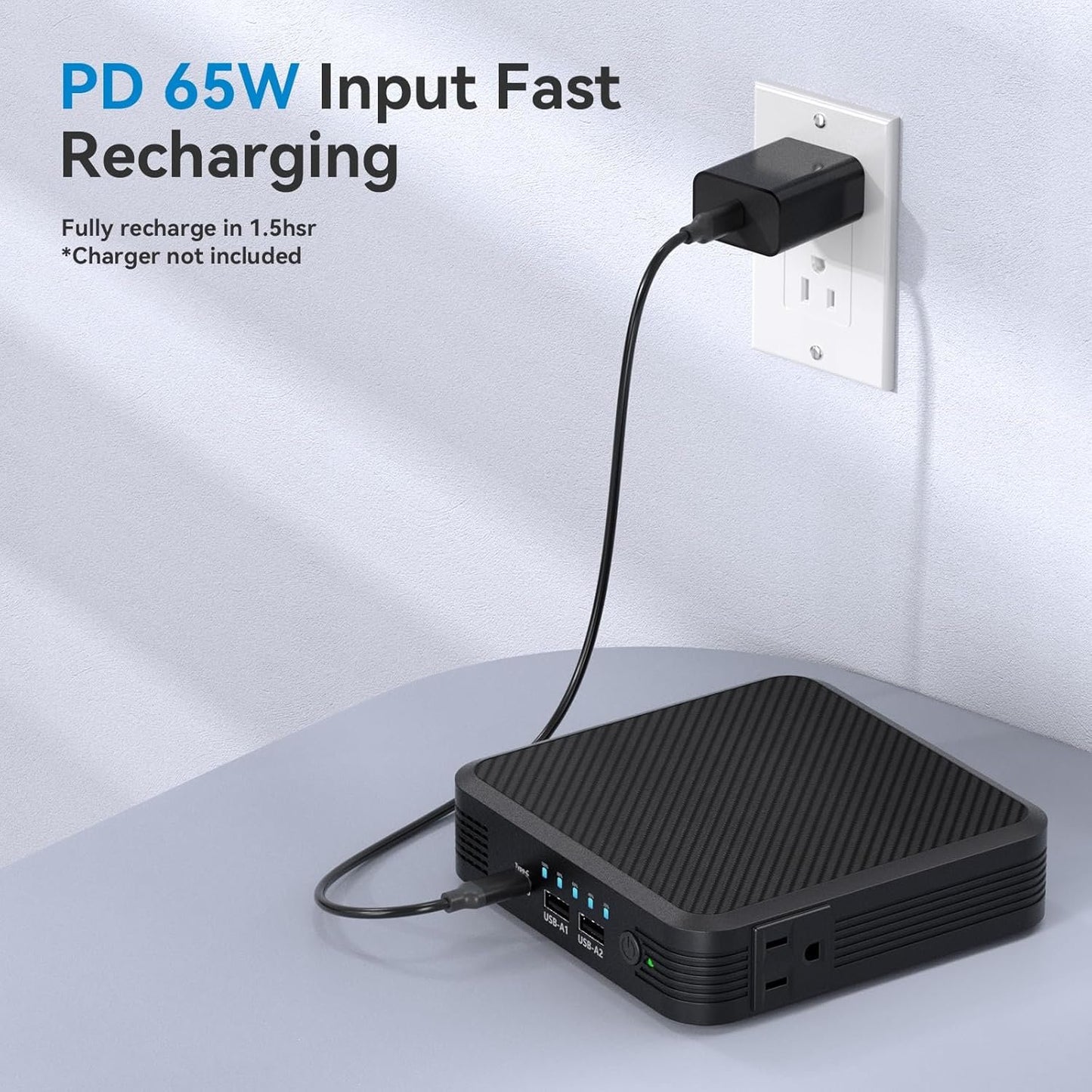 Laptop Power Bank with 100W AC Outlet, 72Wh/20000mAh Portable Laptop Charger with 65W PD USB C Fast Charging, Power Station for Home Backup Power Camping Business Travel