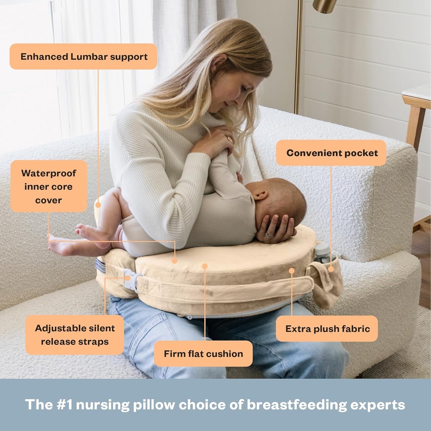 MY BREST FRIEND Super Deluxe Gold Breastfeeding Pillow, Gold, One Size Fits Most (725)