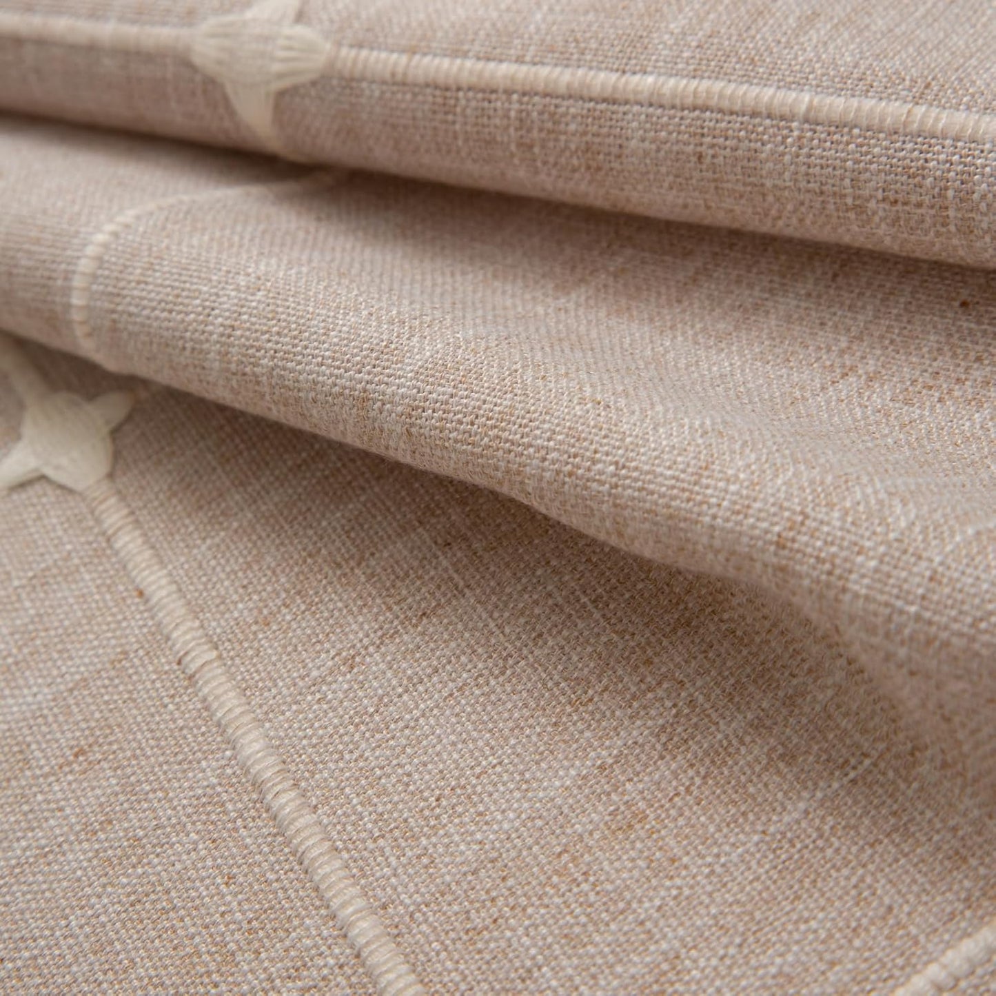 Hpxrom Round Lattice Small Tablecloth Cotton Linen Light Brown Dust-Proof Washable Boho Embroidery Table Cover Rustic Table Cloth for Coffee Party Kitchen Dining Tabletop Decoration 36 Inch