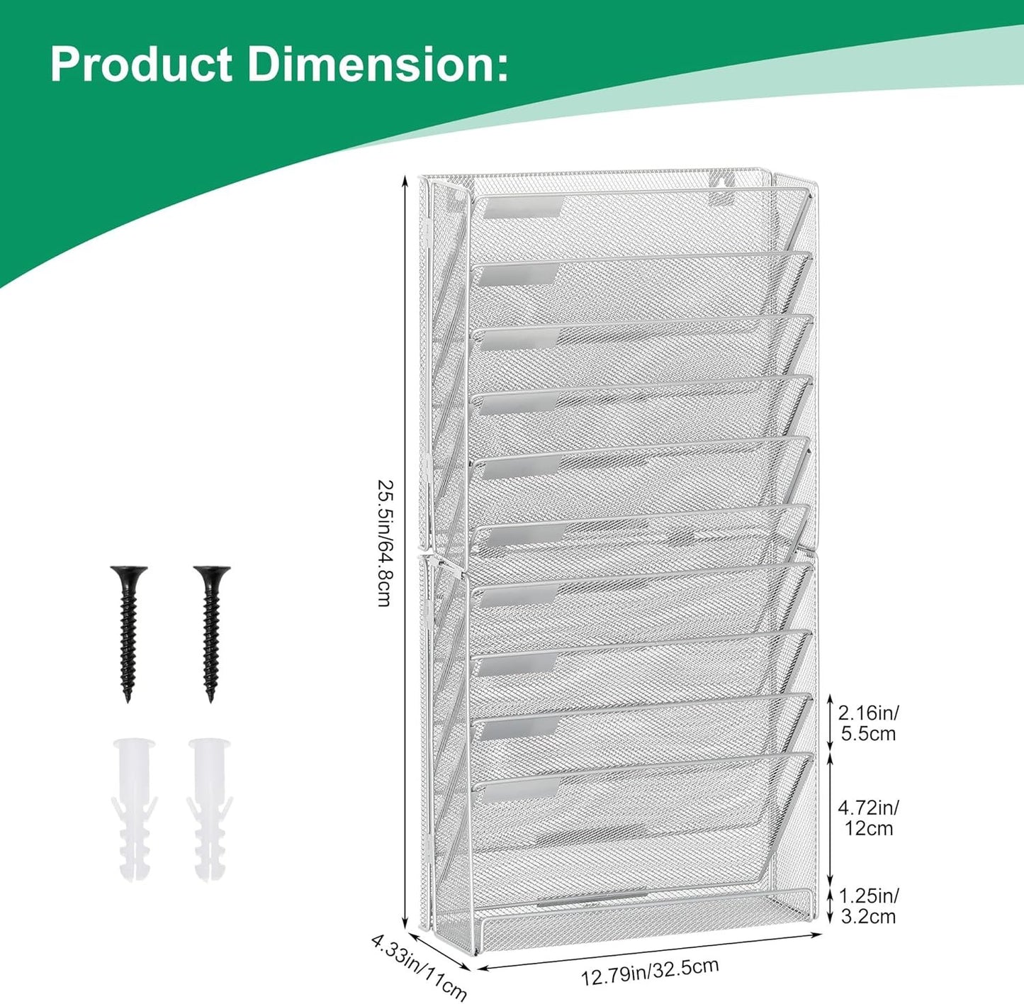 Solinxe 10 Tier Document Organizer, Paper Floder, Magazine Holder, Metal File Organizer for Home Organization, Office Supplies, Silver
