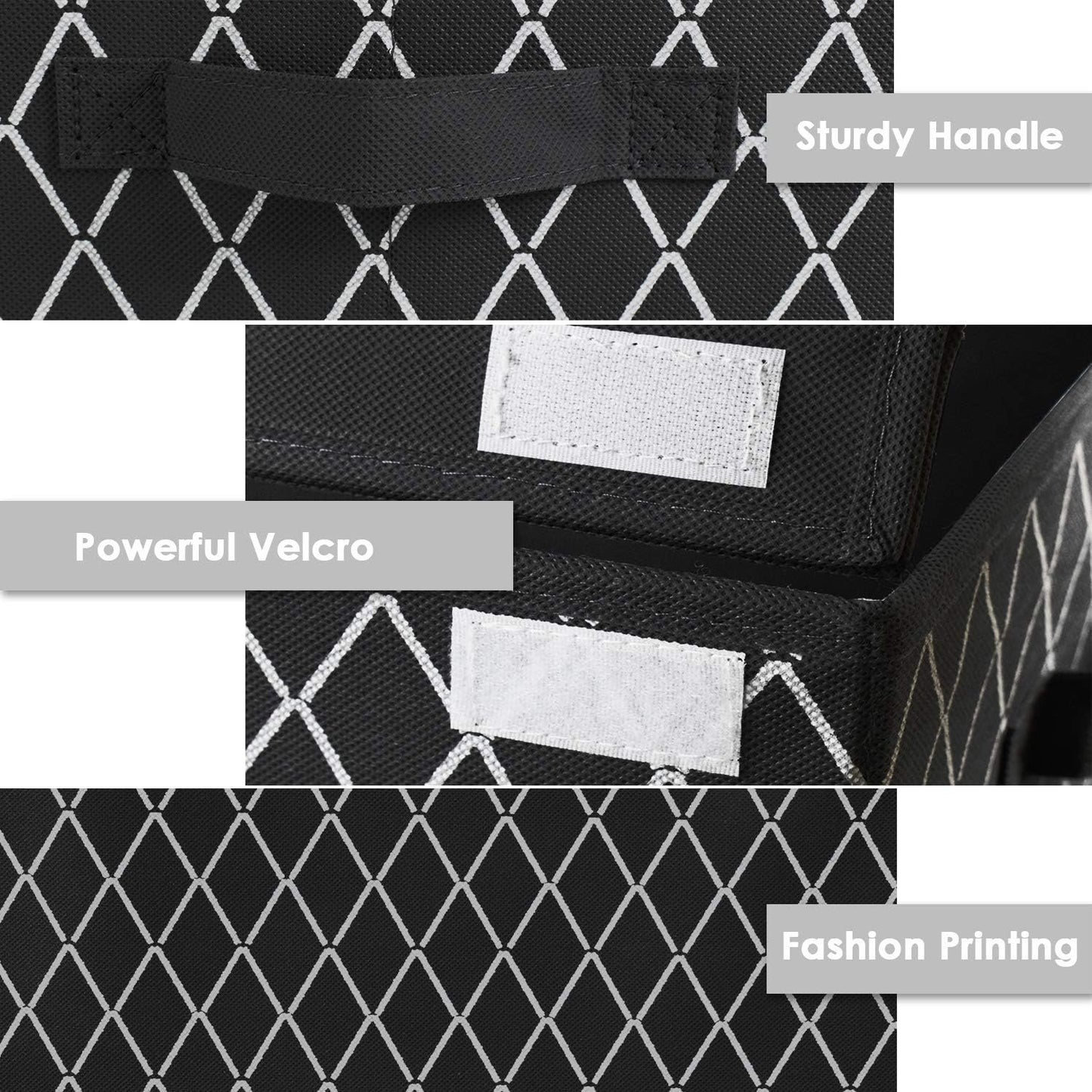 Toy Chest Box Organizer Bins for Boys Girls, Kids Large Collapsible Storage Box Container Sturdy with Fabric Flip-Top Lid & Handles for Clothes, Blanket, Nursery, Playroom, Bedroom, (Black)