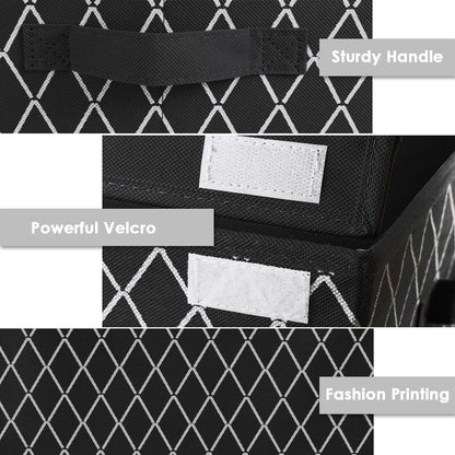 Toy Chest Box Organizer Bins for Boys Girls, Kids Large Collapsible Storage Box Container Sturdy with Fabric Flip-Top Lid & Handles for Clothes, Blanket, Nursery, Playroom, Bedroom, (Black)