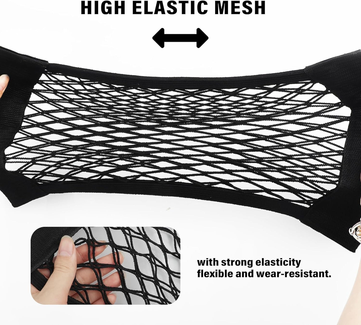 GTLM 4 Pieces 40 x 25 cm Car Storage Network, Extendible Car Storage Pocket for Car Seats, Universal Net Trunk Car Accessories Interior for Car, Truck, SUV (40 x 25 cm)
