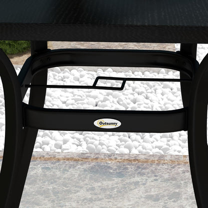 Outsunny Patio Table, 31.5" Square Outdoor Dining Table for 4 People with Steel Legs, Metal Tabletop, Umbrella Hole, for Garden, Backyard, Lawn, Balcony, Black
