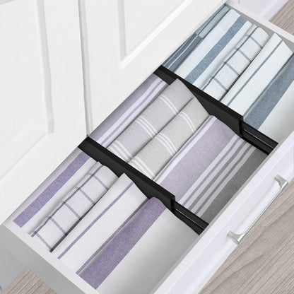 Utoplike 4 pcs Bamboo Kitchen Drawer Dividers,Adjustable Black Drawer Organizers,Spring Loaded,Works in Kitchen,Dresser,Bathroom,Bedroom,Drawer,Desk