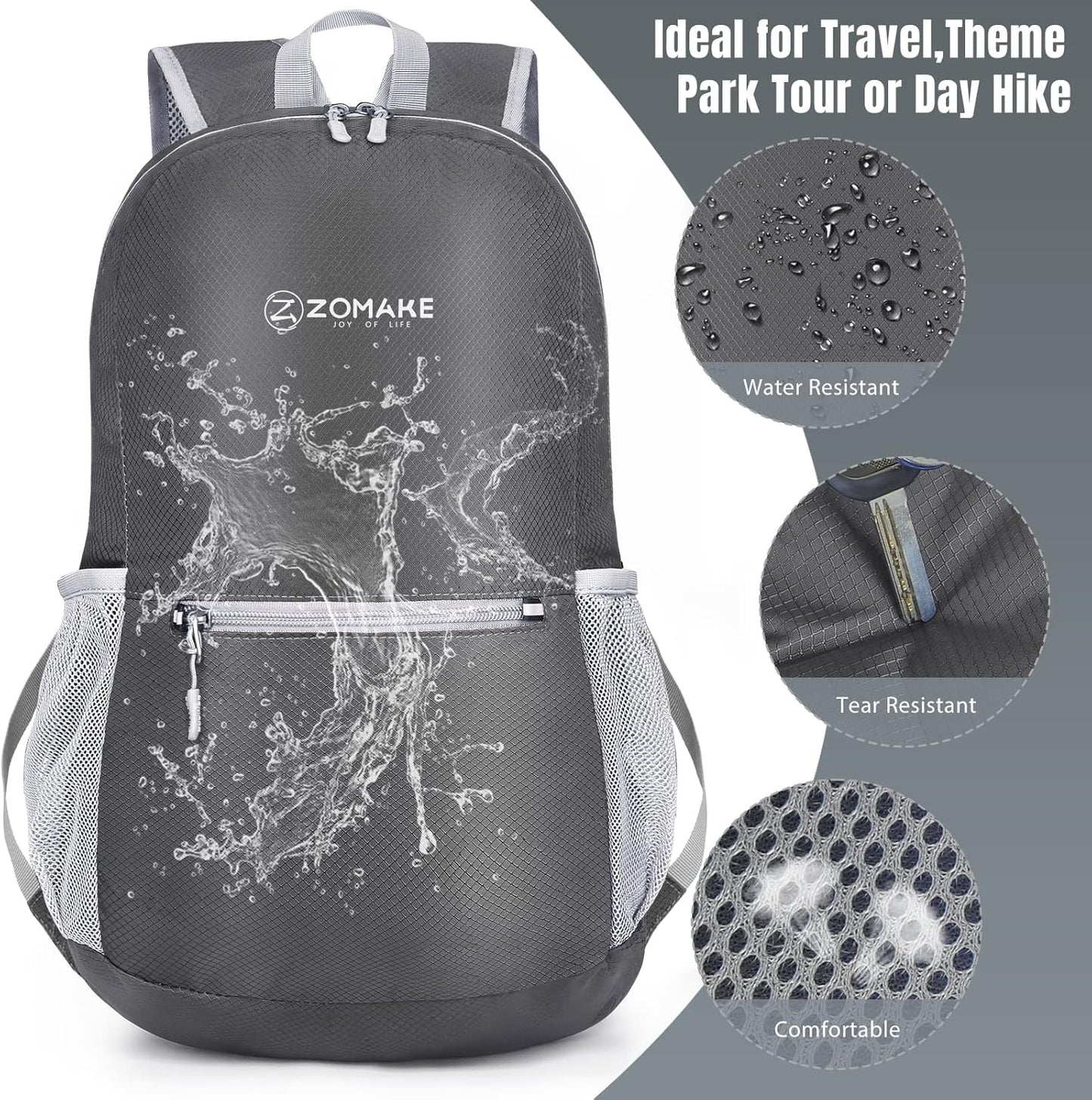 ZOMAK Foldable Backpack - Lightweight Packable Hiking Daypack, 18L Small Travel Pack Water Resistant for Outdoor Camping