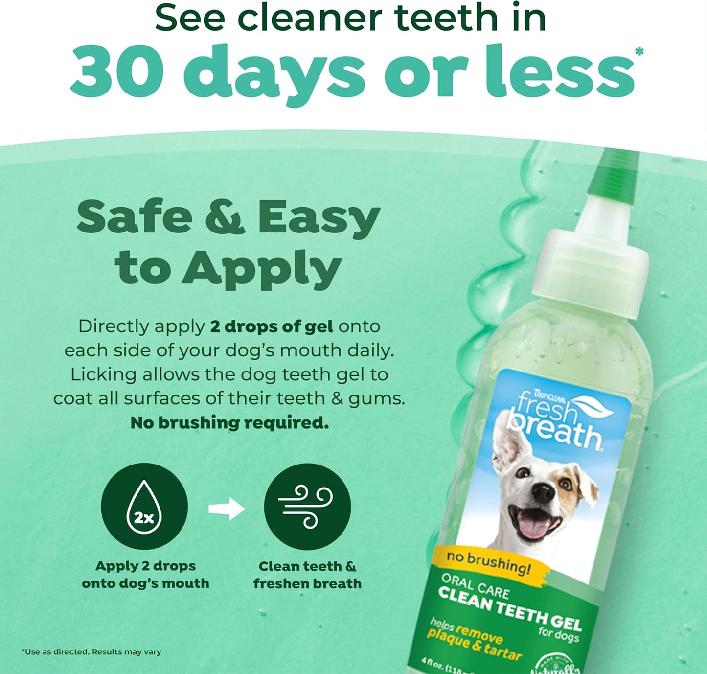 Tropiclean Fresh Breath by Dental Hygiene Gel for Dogs – Clean Teeth, Without Brushing – Against Plaque & Tartar – Original – 118 ml