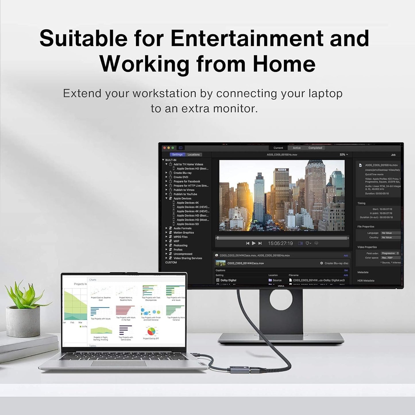 iVANKY Mini DisplayPort to HDMI Adapter, Super Slim Aluminum Shell & Nylon Braided, Thunderbolt 2 to HDMI Adapter Compatible for MacBook Air/Pro, Microsoft Surface Pro/Dock, Monitor, Projector-Grey