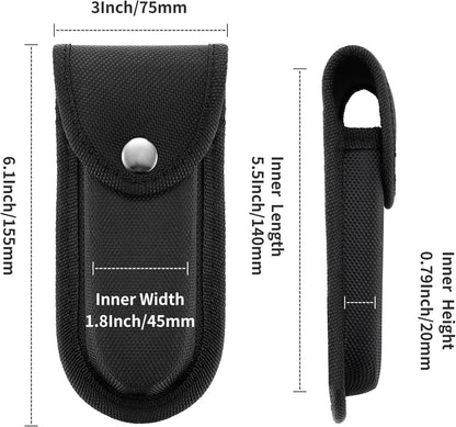 Nylon Pocket Knife Sheath, 5''-5.5'' Multitool Pouch, Folding Knife Belt Sheath with Snap Closure and Horizontal or Vertical Carry Belt Loop, Multitool Case for Outdoor or Daily Use, Larger Size