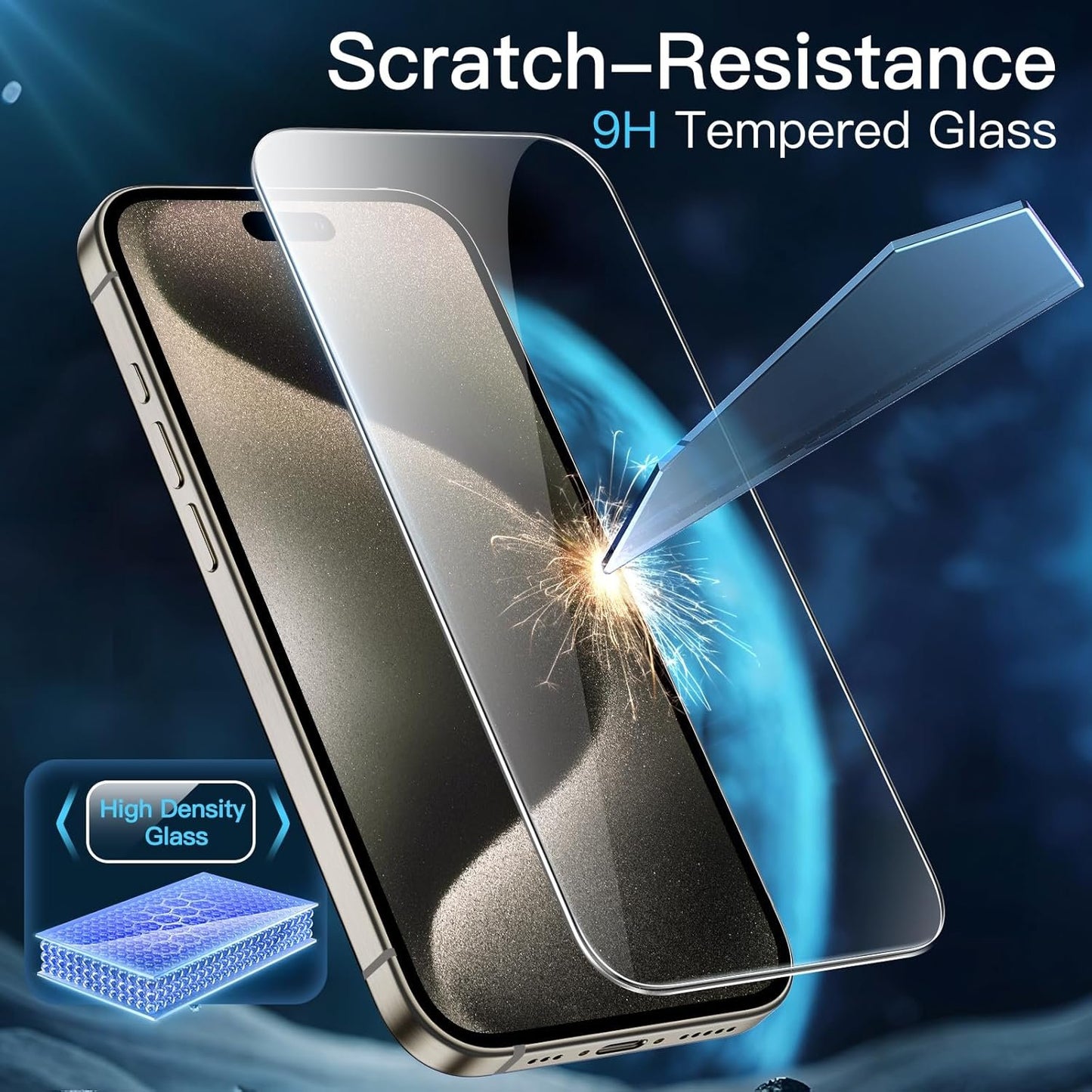 JETech Screen Protector for iPhone 15 Pro Max 6.7-Inch, Bubble Free, Tempered Glass Film with Easy Installation Tool, Case-Friendly, HD Clear, 2-Pack