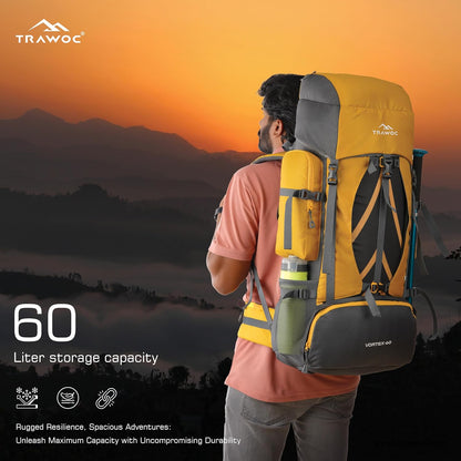 TRAWOC VORTEX 60 Ltr Travel Backpack Hiking Trekking Bag Rucksack Bag for Men & Women