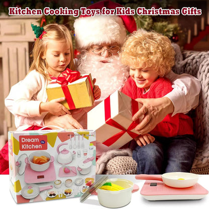 LESUNTINGKY 48-Piece Toddler Cooking Set with Realistic Stove & Utensils – Pretend Play Kitchen Toys for Kids (3-8 Years) BPA-Free, Skill-Developing, Christmas Birthday Gift