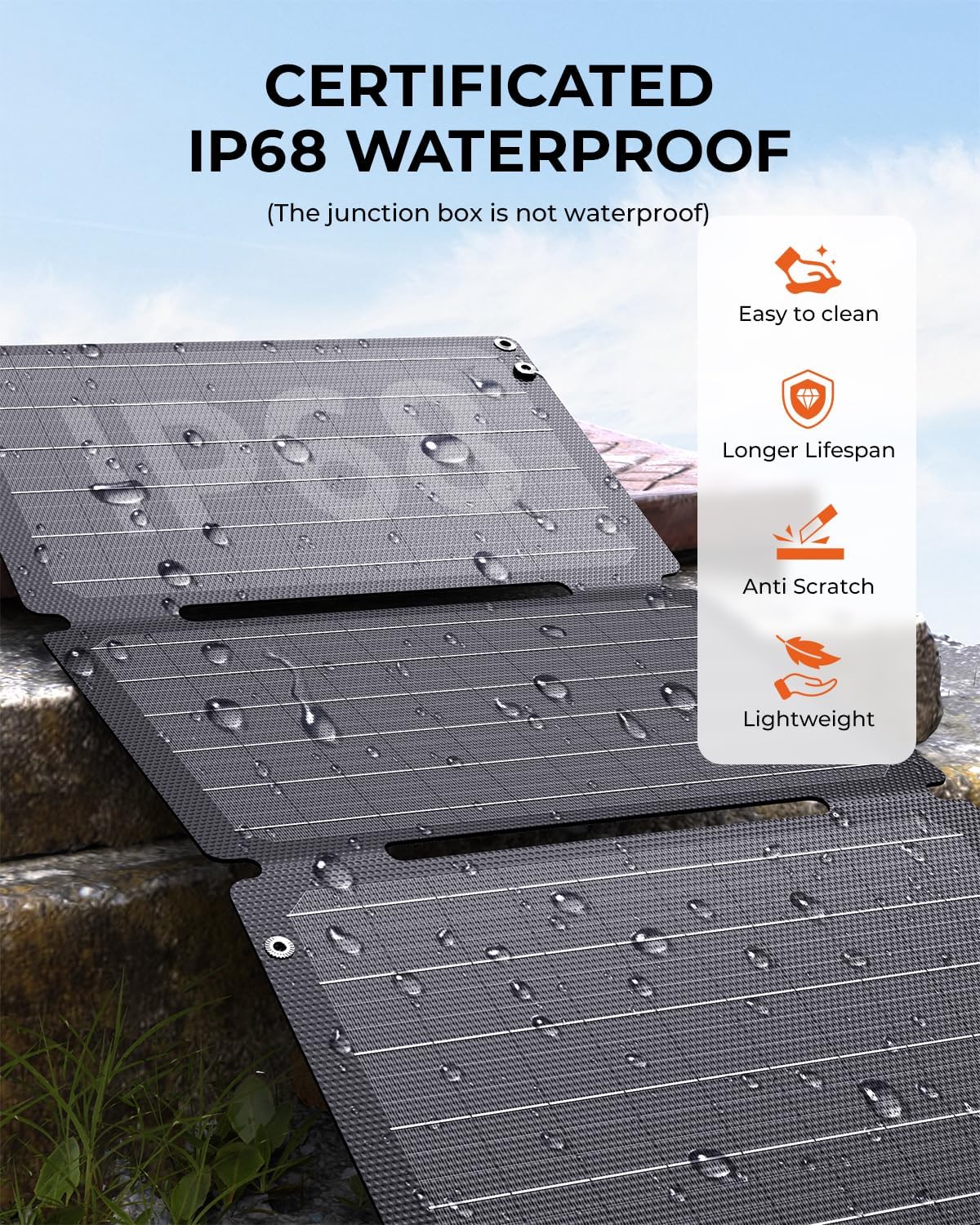 BigBlue 30W Solar Panel with Fast Charging USB-A, PD 24W USB-C and DC Ports, IP68 Waterproof, Portable Folding Solar Charger Compatible with iPhone, iPad, Samsung, LG, Power Banks, Power Station etc