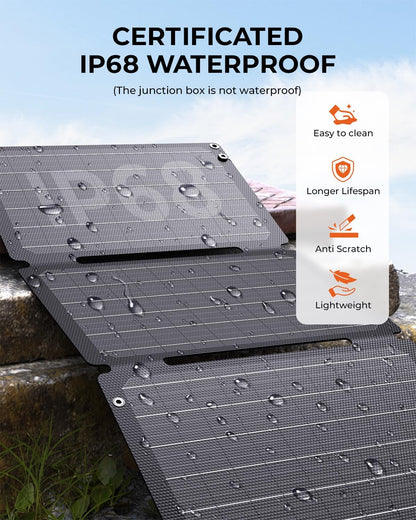 BigBlue 30W Solar Panel with Fast Charging USB-A, PD 24W USB-C and DC Ports, IP68 Waterproof, Portable Folding Solar Charger Compatible with iPhone, iPad, Samsung, LG, Power Banks, Power Station etc