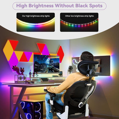 MIWISE RGB Smart IC COB LED Strip Light,32.8ft Color Chasing Flexible LED Tape Light,WS2811 Addressable RGB Strip with APP Control/Music Mode,Work with Alexa/Google,for Home DIY Lighting Projects