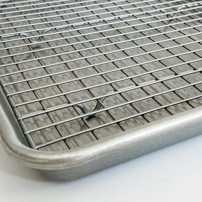USA Pans USA Pan Bakeware Extra Large Sheet Baking Pan and Bakeable Nonstick Cooling Rack Set