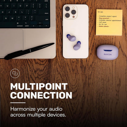 Raycon Everyday Earbuds (2024 Edition) - Bluetooth True Wireless in-Ear Buds with 32 Hours Playtime, Multpoint Technology, Extreme Comfort, and Active Noise Cancellation (Blush Violet)