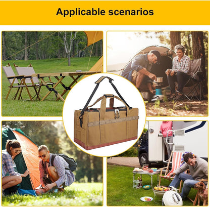 Mimoqk Camping Storage Bag, Outdoor Organizer, Waterproof Gear Case, Heavy-Duty Design, Ampia Capacity, Portatile per Kitchen, Vehicle, Hiking, Travel, Adventure and More, marrone, Se référer au