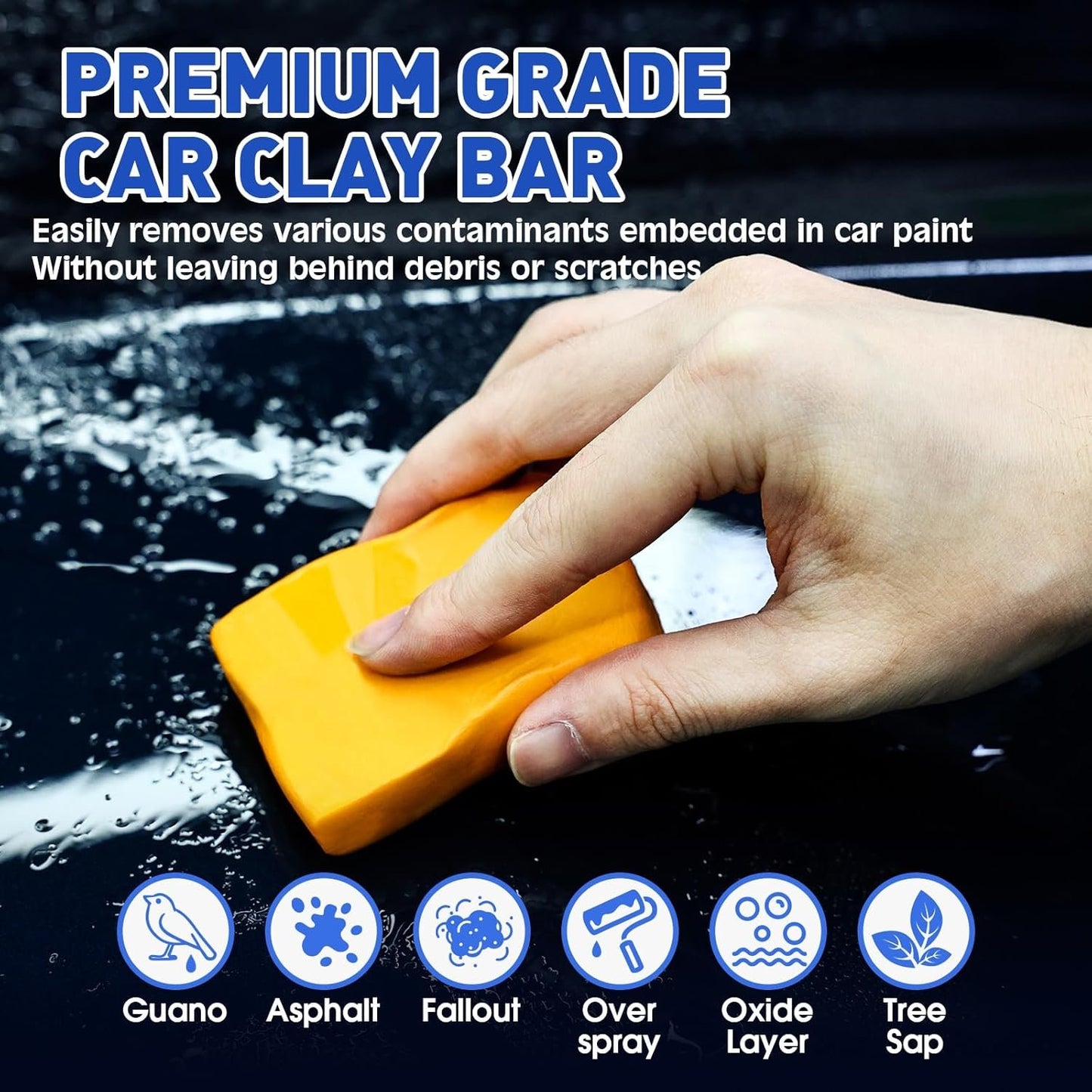 Car Clay Bars Kit, 6 Clay Bars & 20 PCS Lubricant Tablets, Complete Car Detailing Kit, Spray Bottle, Disposable Gloves and Microfiber Towels for Car Detailing Cleaning