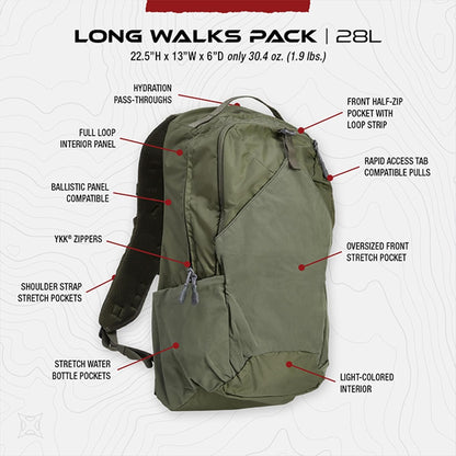 Vertx Long Walks Pack 28L Tactical Backpack Concealed Carry EDC Gear Bag for CCW, Travel, Work, Hiking, Outdoors