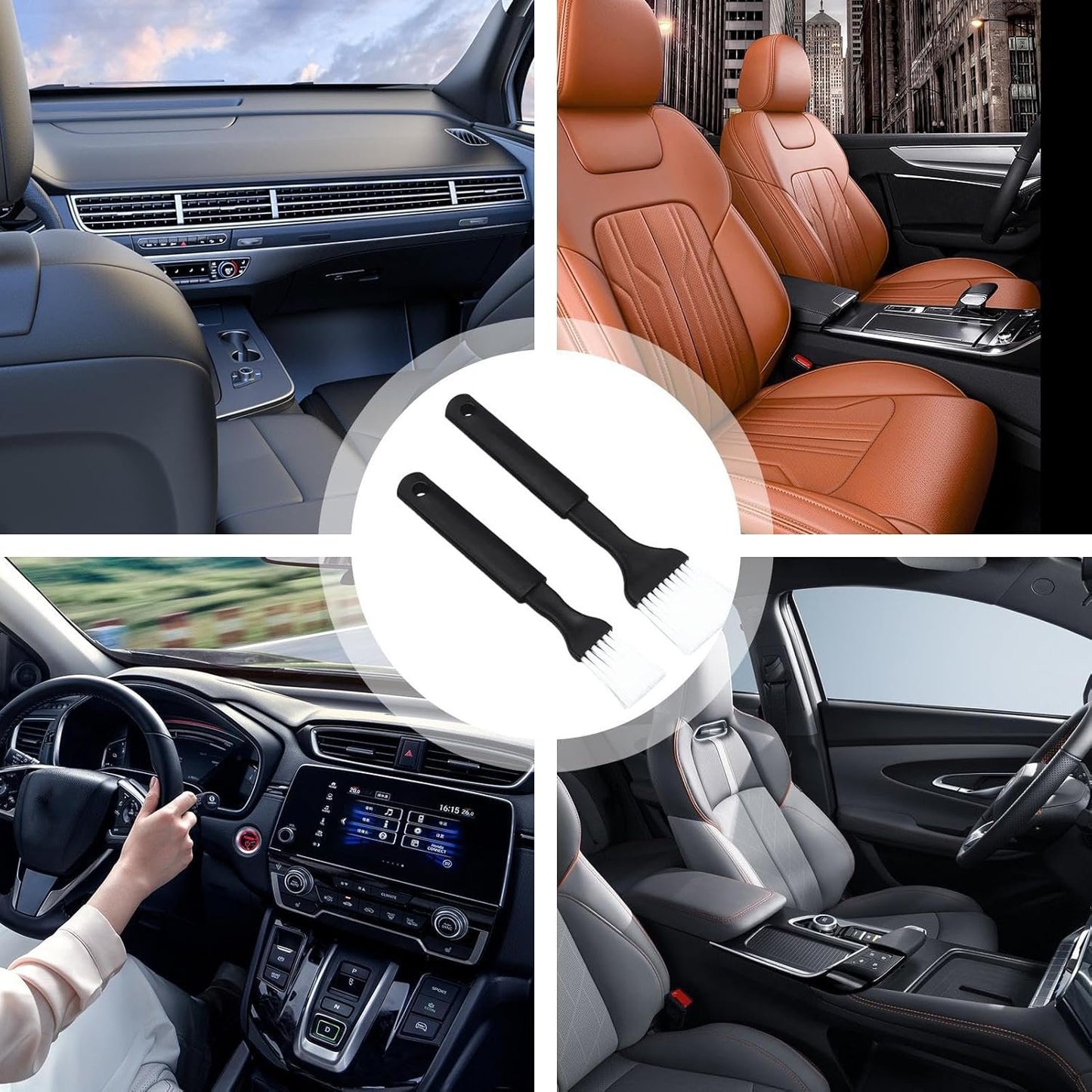 Iouyjiu Car AC Cleaner Brush, Interior Detailing Tool, Air Vent Duster, Double-Pack Cleaning Accessory, Narrow Gap Scrubber, Featuring High-Grade, PP Nylon Material