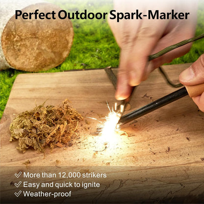 Fire Starter Survival Tool, 5/16" Ferro Rod 2 Pack with Paracord Lanyard, Multi-Tool Striker and Wooden Handle, Flint and Steel Fire Starter Kit for Your Hiking, Backpacking and Camping Essentials