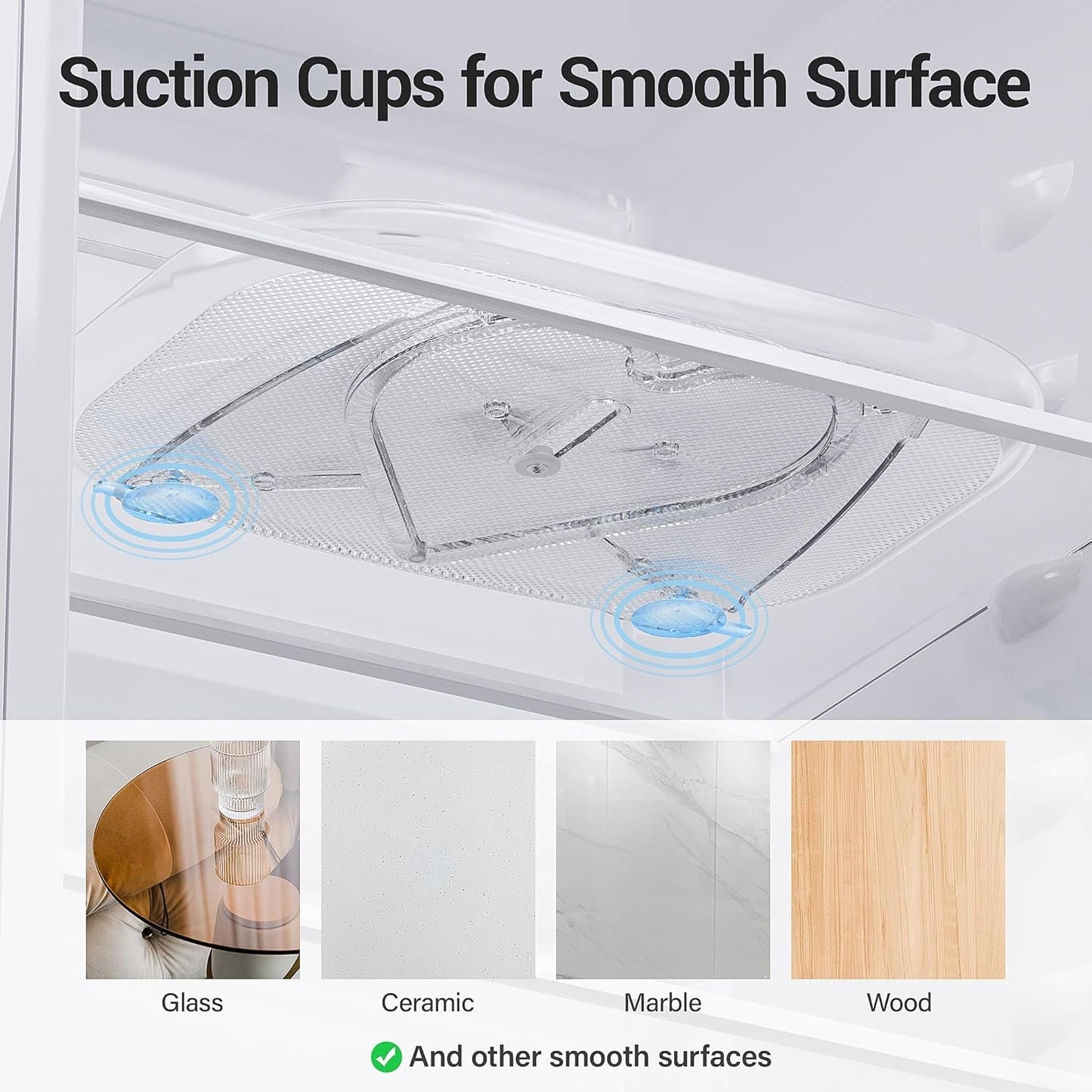 LAMU Lazy Susan Turntable Organizer for Refrigerator, 15.67''x11.7'' Clear Rectangular Fridge Organizer Storage, Lazy Susan for Cabinet, Table, Pantry, Countertop