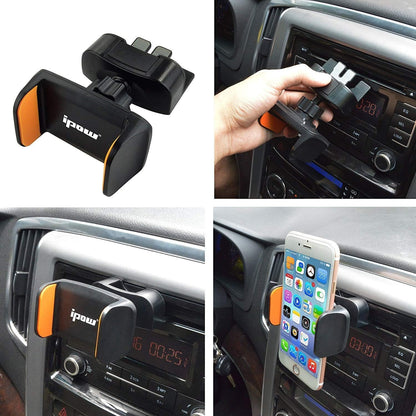 ipow Universal Adjustable Car Smartphone Holder CD Slot Mobile Phone Holder, 360° Rotation, Compatible with All Smartphone Phones iPhone Xs 8 Xiaomi Redmi LG Huawei P9 P10