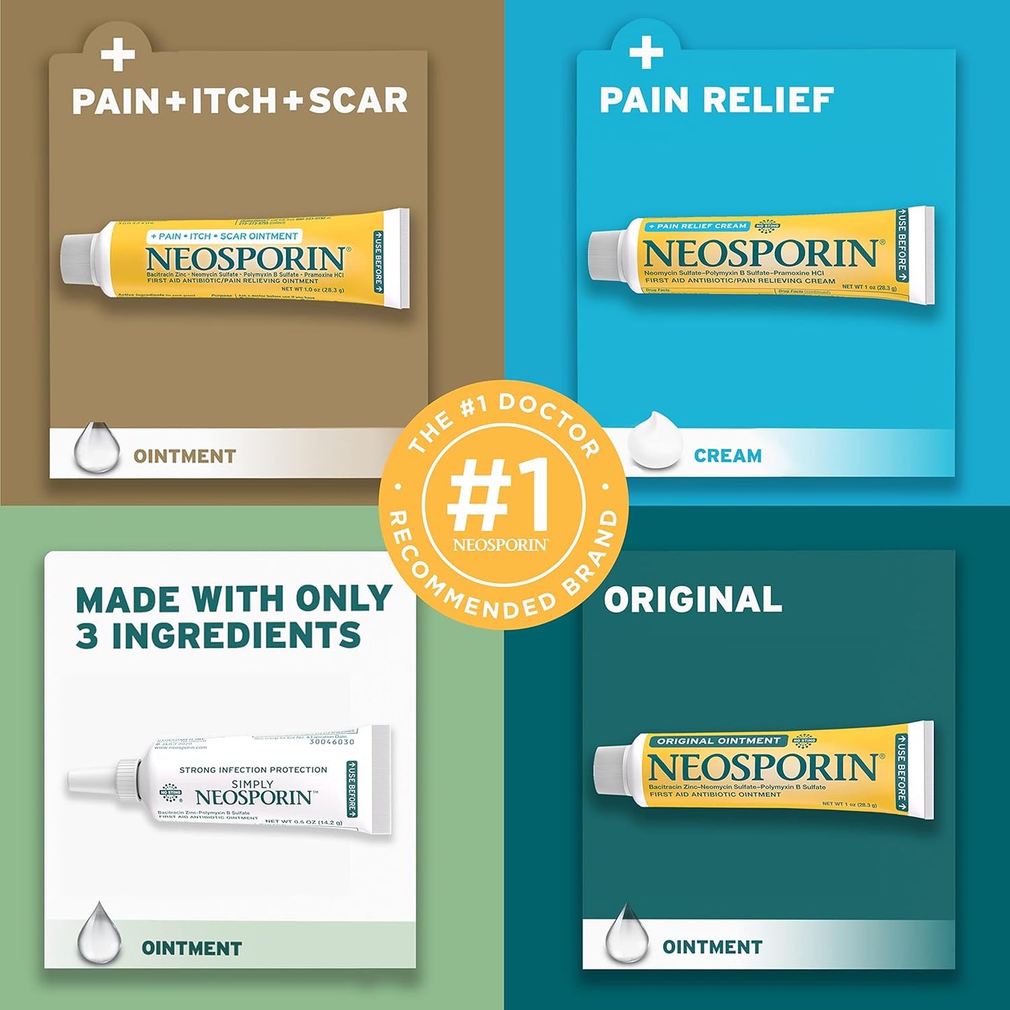 Neosporin + Maximum-Strength Pain Relief Dual Action Cream, First Aid Topical Antibiotic & Analgesic for Wound Care of Minor Cuts, Scrapes & Burns, Polymyxin B & Pramoxine HCl, 1 oz, 2 Pack