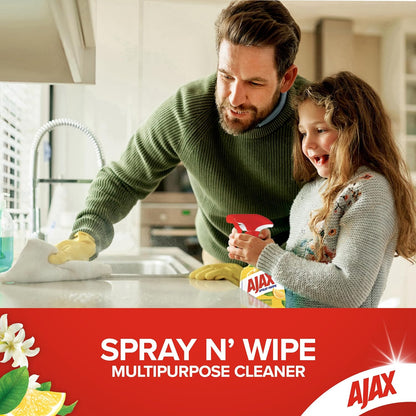 Ajax Spray n' Wipe Multi-Purpose Cleaner Refill, Value Pack 750mL, Lemon Citrus, Antibacterial Disinfectant, Household Grade