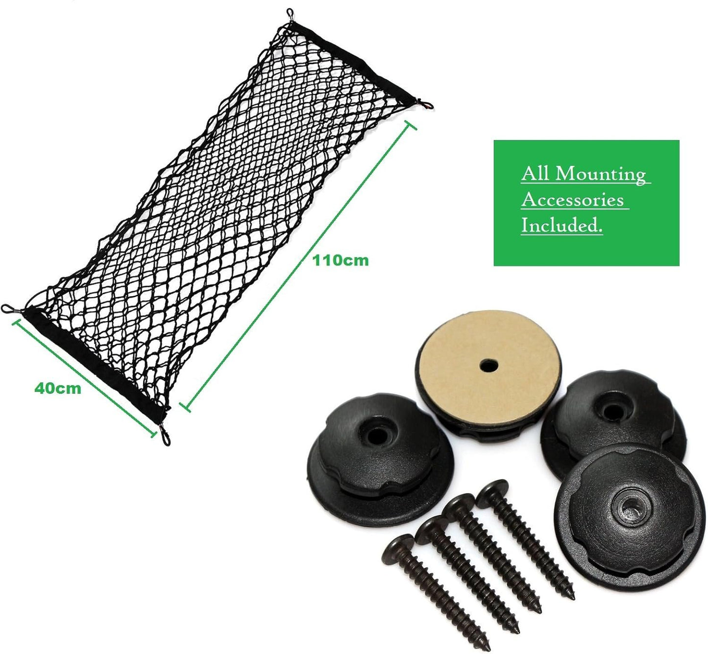 lebogner Trunk Storage Net Car Trunk Organizer, Mesh Net Hammock Cargo Storage Vehicle Organizer with 3 Mounting Options, Premium Quality Universal Fit Car Organizer