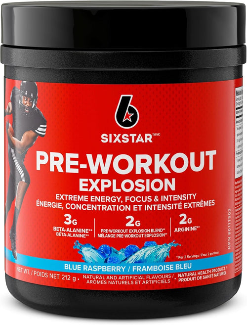 Six Star Pre-Workout Explosion, Blue Raspberry (30 Servings) - Preworkout Energy Powder Supplement for Men & Women - Pre Workout Drink Mix with Creatine & Beta Alanine -Sports Nutrition Products