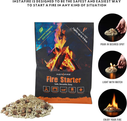 Instafire Granulated Fire Starter, All Natural, Eco-Friendly, Lights up to 48 Total Fires in Any Weather, Awarded 2017 Fire Starter of The Year