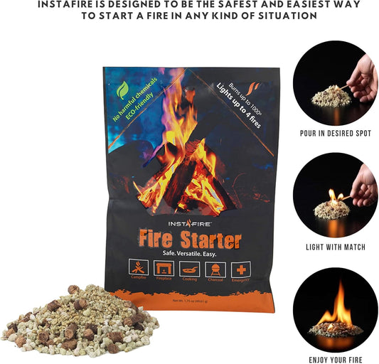 Instafire Granulated Fire Starter, All Natural, Eco-Friendly, Lights up to 48 Total Fires in Any Weather, Awarded 2017 Fire Starter of The Year