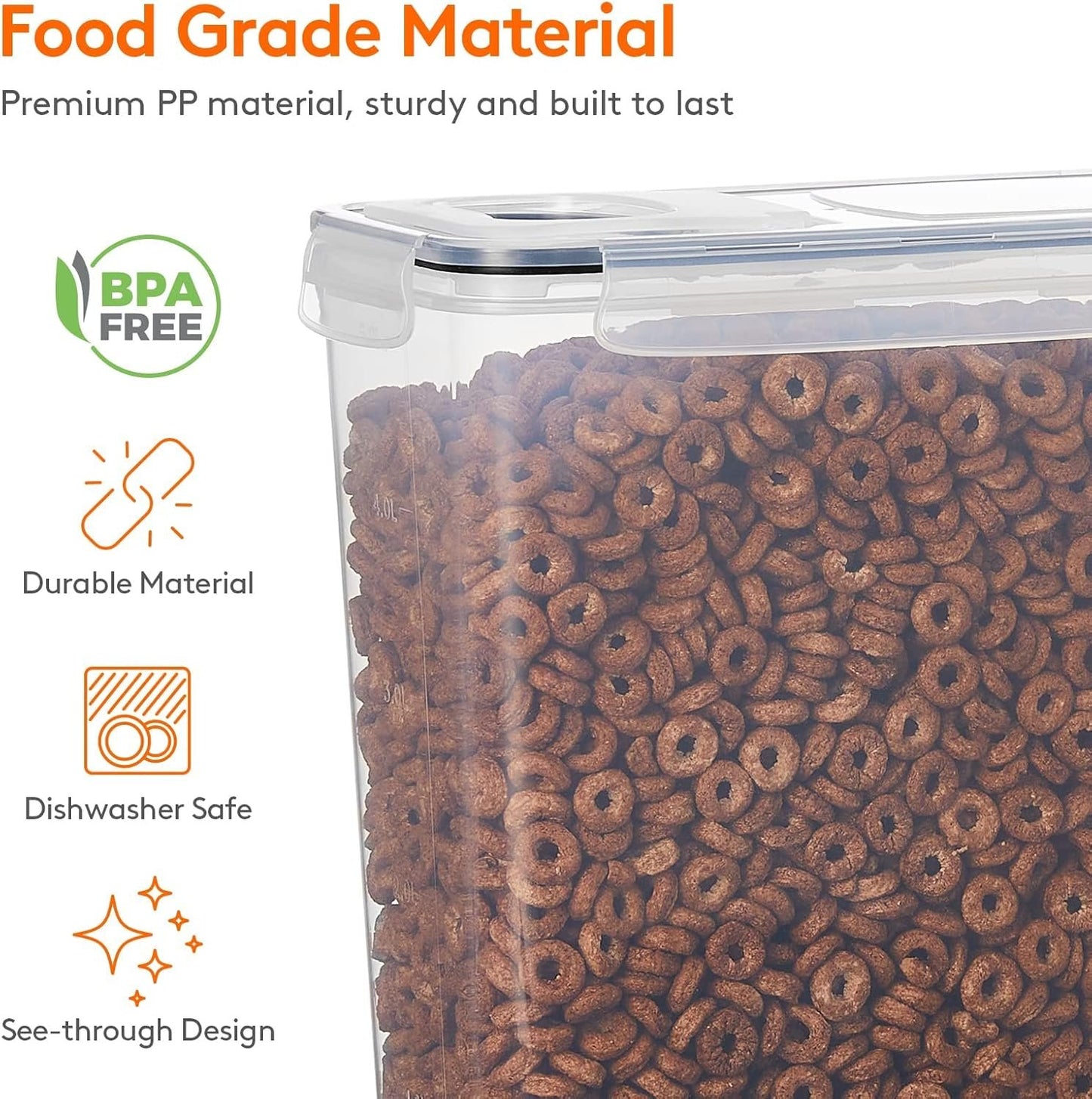 MOTYYA 2.5L Cereal Storage Container Set, 4pcs Airtight Dry Food Storage Canisters with Flip-Top Lids for Kitchen Pantry Organization,Oats,Flour,Sugar,BPA Free, Cereal Dispenser with Label Stickers