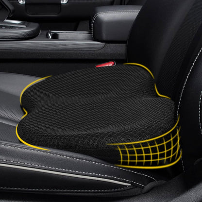 kingphenix Wedge Car Seat Cushion: Memory Foam Truck Seat Cushion for Car Seat Driver - Sciatica and Back Pain Relief - Suit for Car, Office Chair - Black