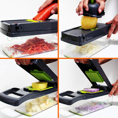 Blaze AU 15 in 1 Premium Vegetable Chopper, Onion Chopper, Salad Chopper, Food Chopper with Container Chopper Vegetable Cutter for Home Essentials & Kitchen Gadgets, Veggie Chopper & Slap Chop (Black)