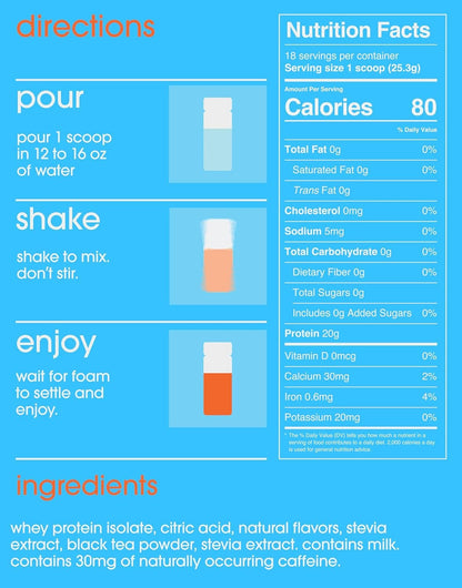 GRAMMS Clear Protein Powder, 18 Servings – 20g Grass-Fed Whey Isolate, Third-Party Lab Tested, Zero Sugar, Zero Lactose, Non-Bloating, Non-GMO, Protein for Women – Light & Refreshing Peach Tea Flavor