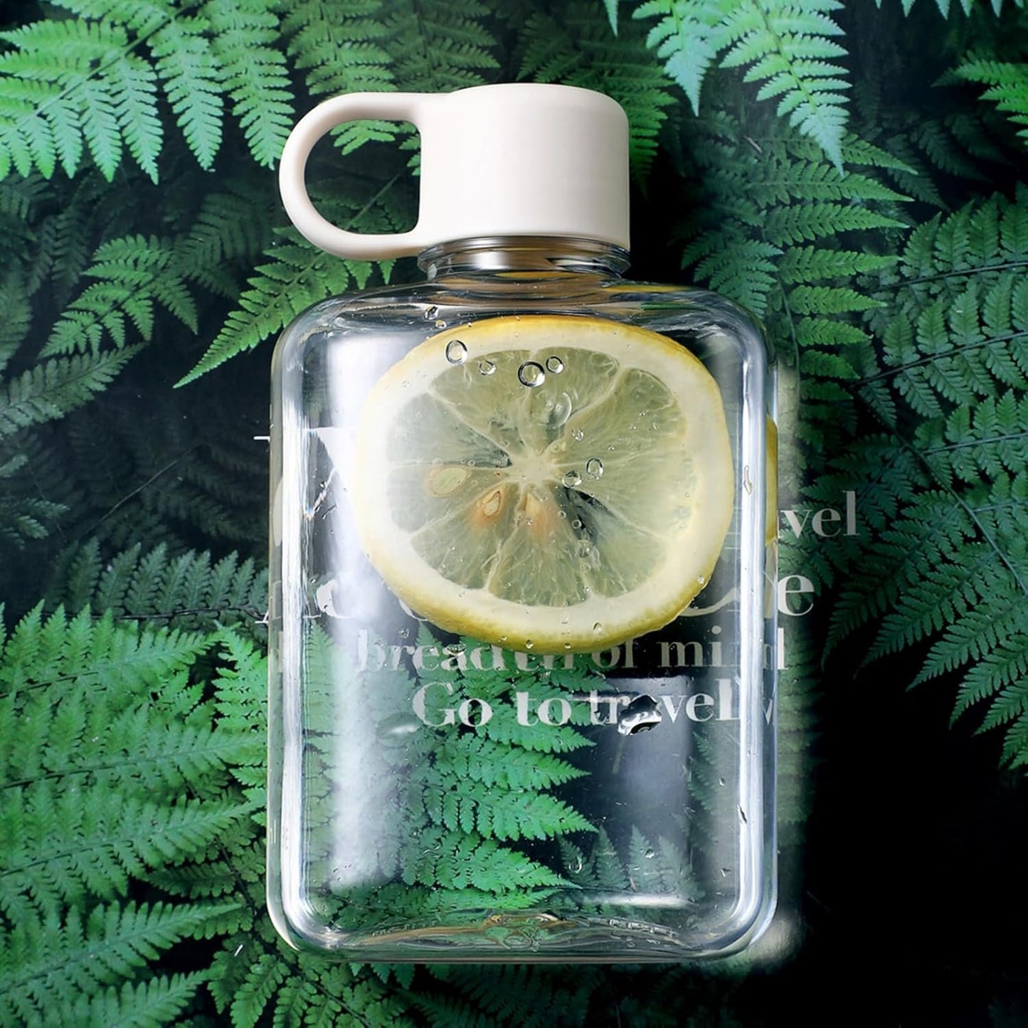 Flat Water Bottle Leakproof Water Cups Clear Drinking Cup Girls Water Bottle 360ml for Fitness