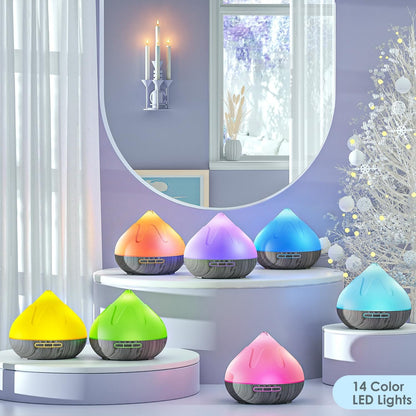 Aroma 500 ML Diffuser, Essential Oil Diffuser with Remote Control, Humidifier with 14 Color Lights for Large Room, 4 Timer Setting, Auto Shut-Off Gray